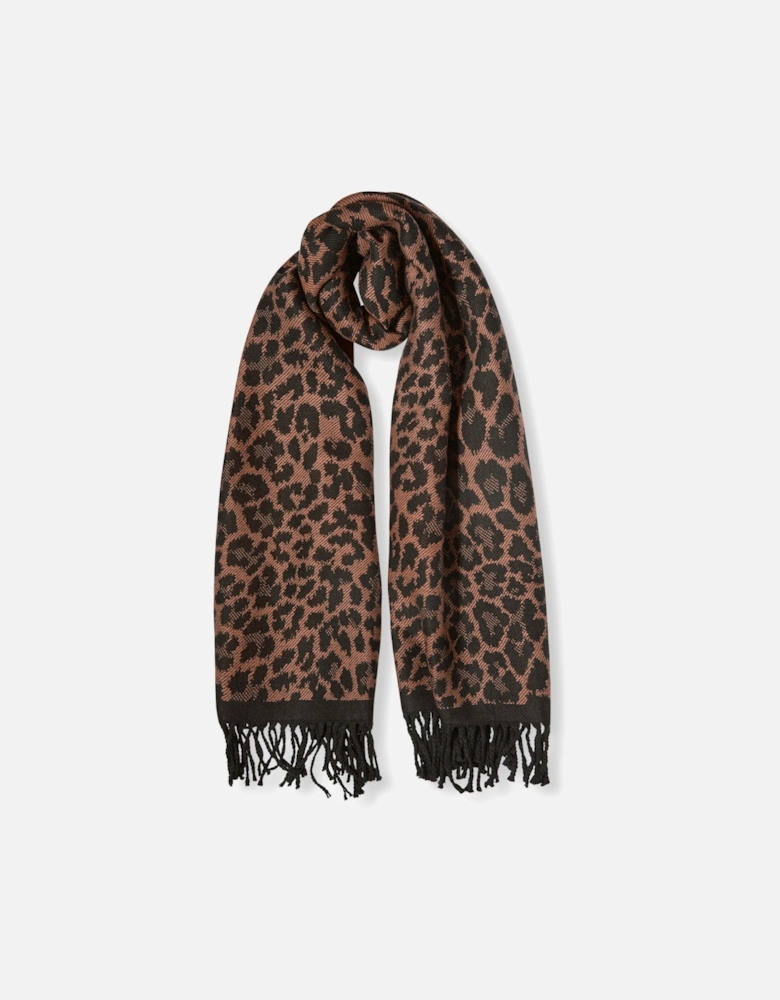 Leopard Tassel Brown Scarf