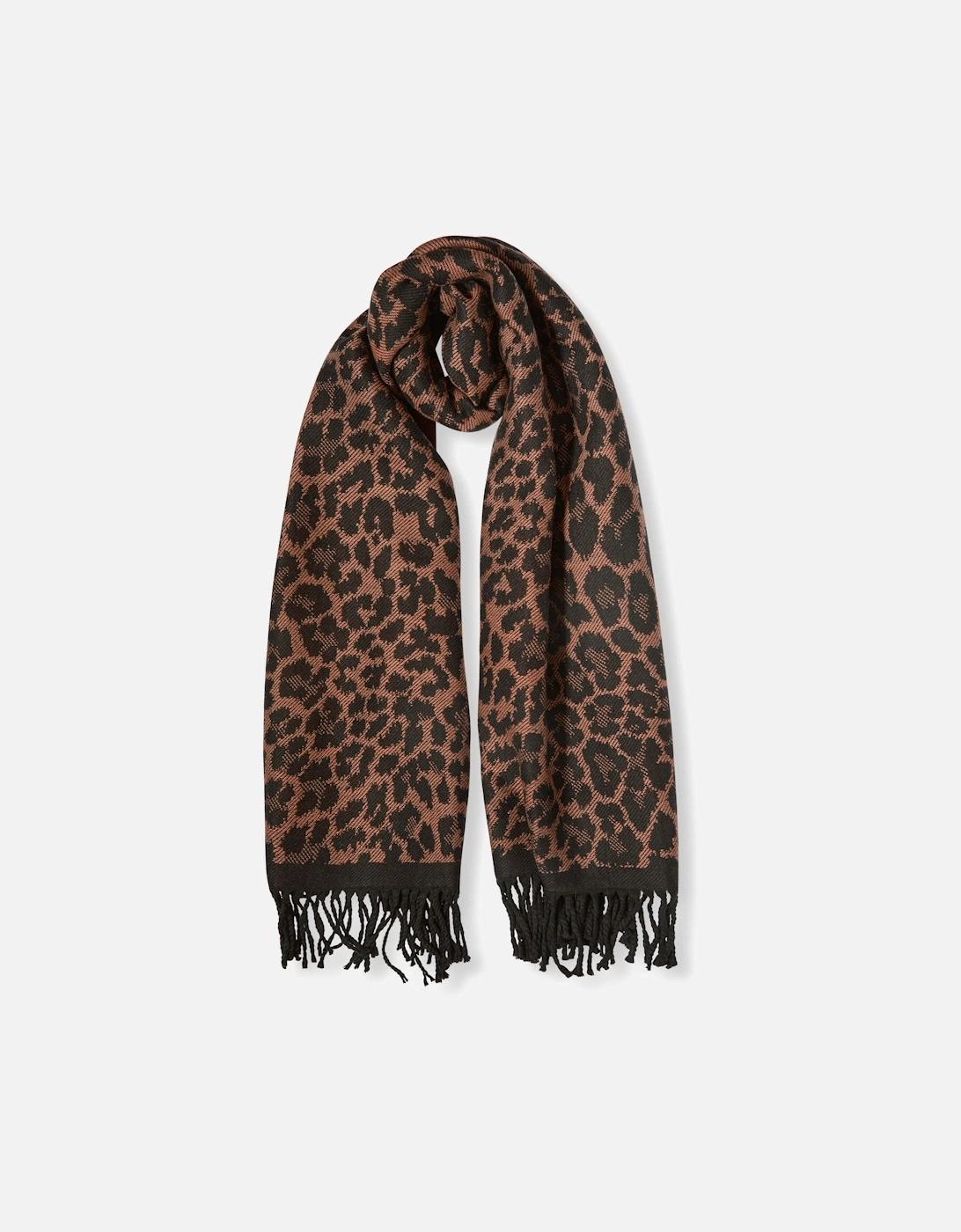 Leopard Tassel Brown Scarf