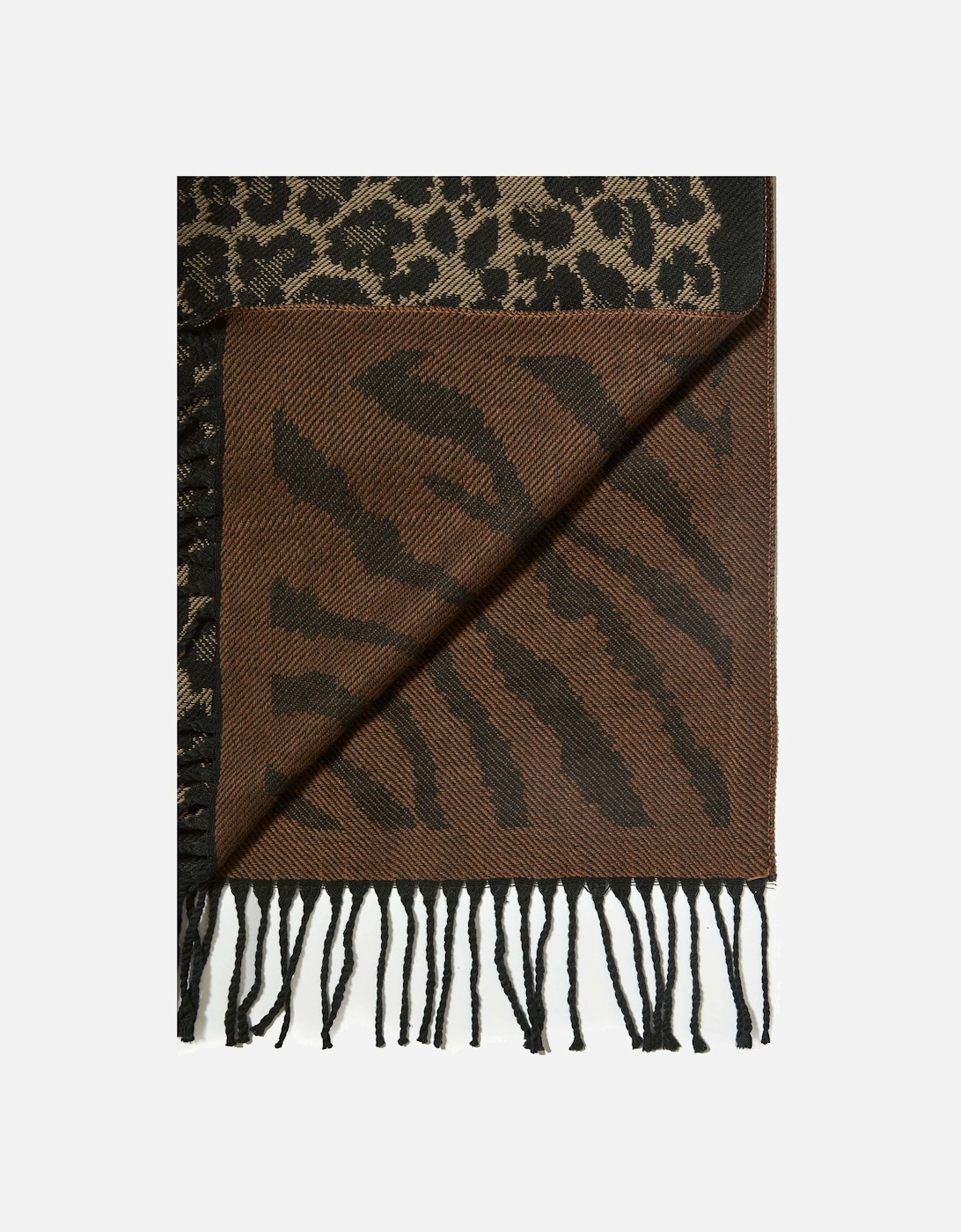 Leopard Tassel Camel Scarf