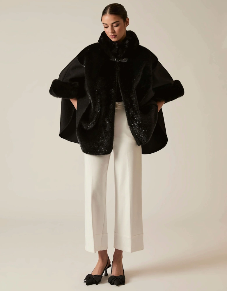 Black Faux Fur Cape