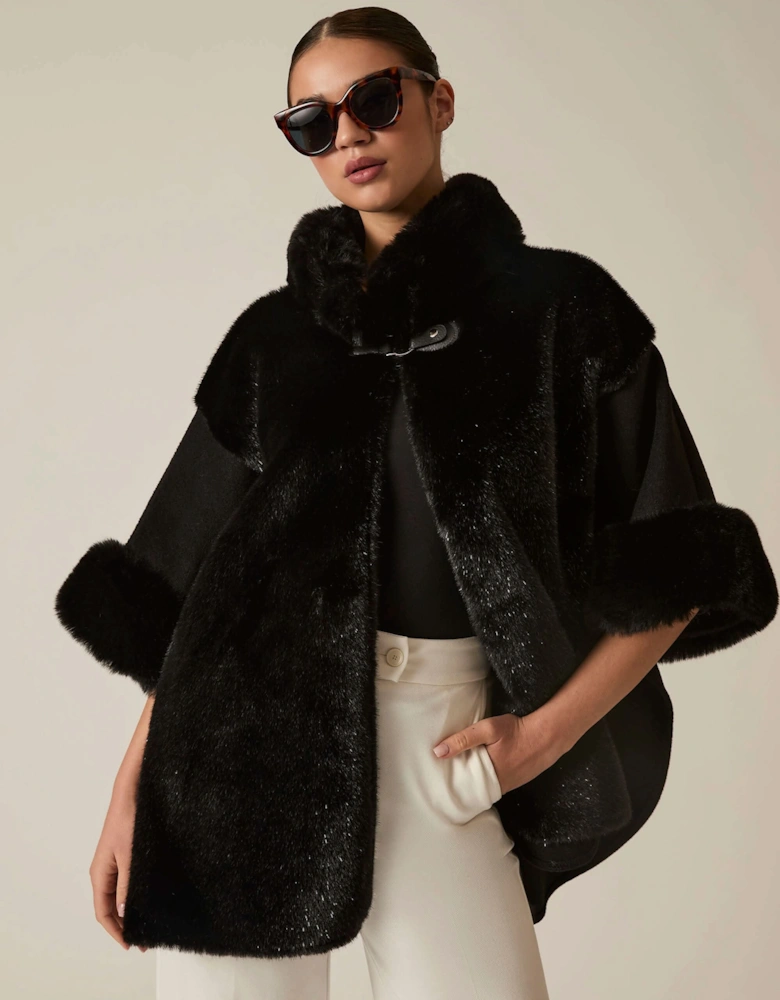 Black Faux Fur Cape