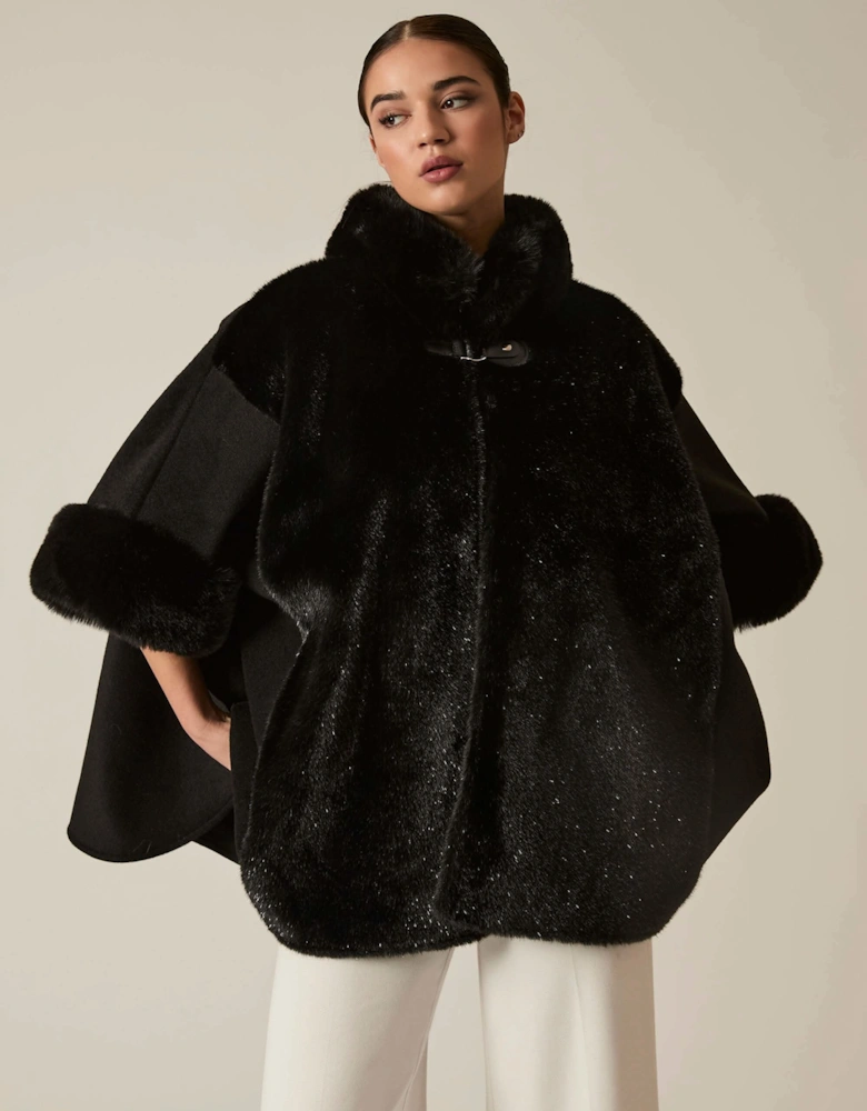 Black Faux Fur Cape