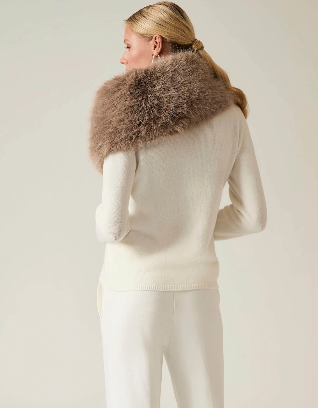 Buckled Taupe Faux Fur Collar