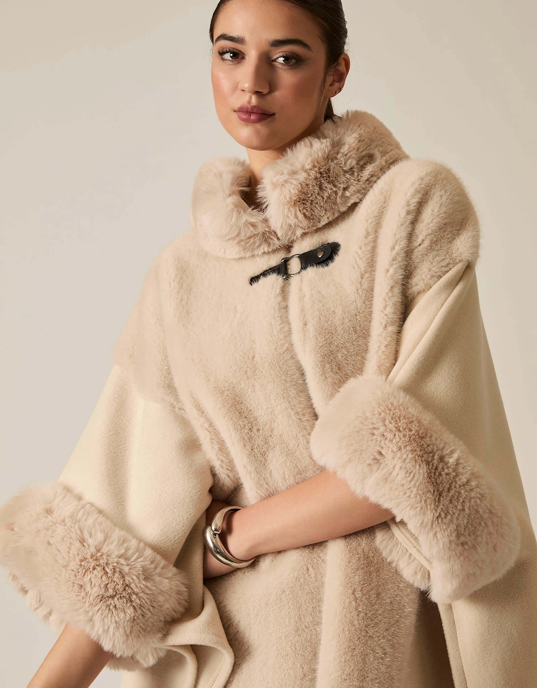 Ivory Faux Fur Cape, 7 of 6