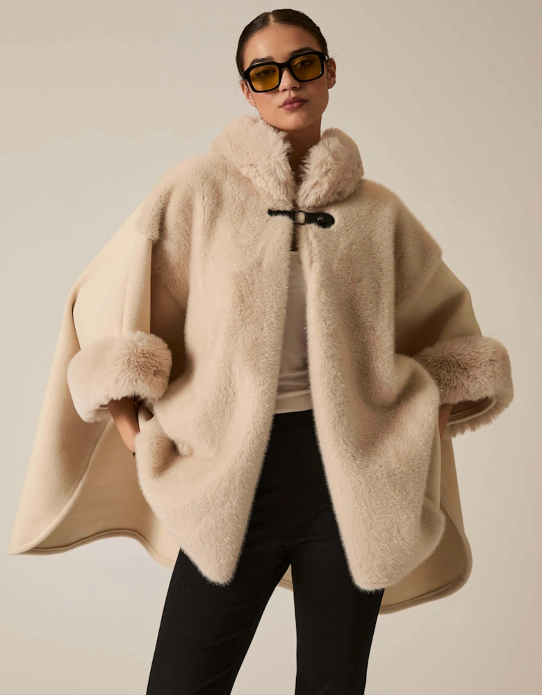 Ivory Faux Fur Cape