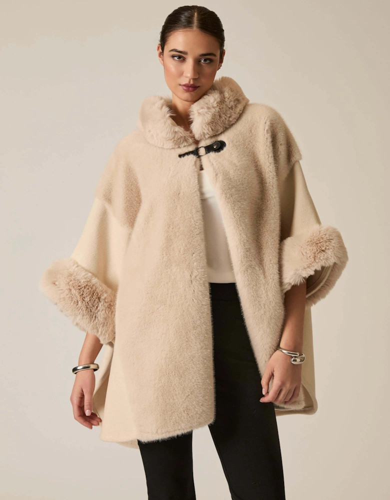 Ivory Faux Fur Cape