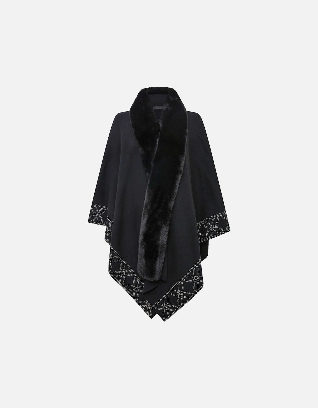 Crystal Edge Faux Fur Poncho