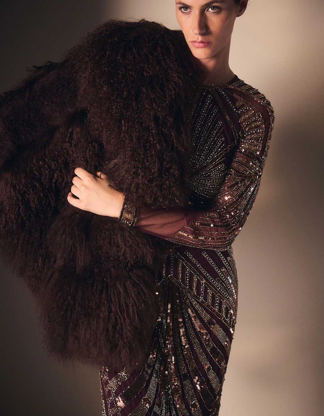 Mongolian Shearling Panelled Short Coat, 2 of 1