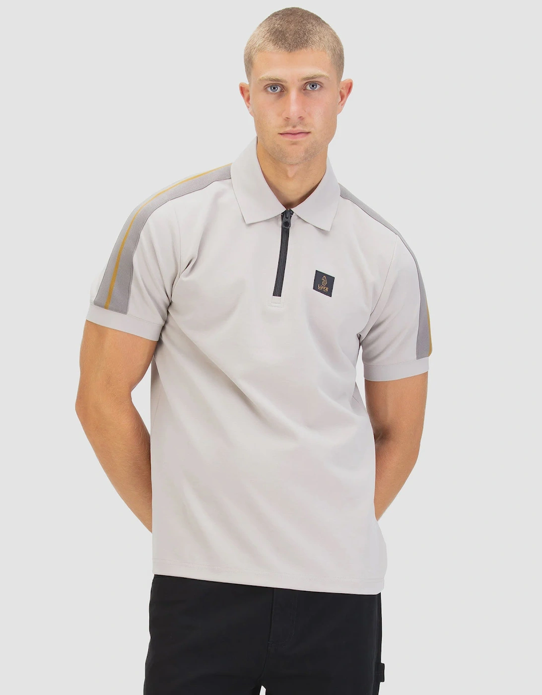 Luke1977 Caltech 1000 Zip Polo Shirt - Cement Concrete, 10 of 9