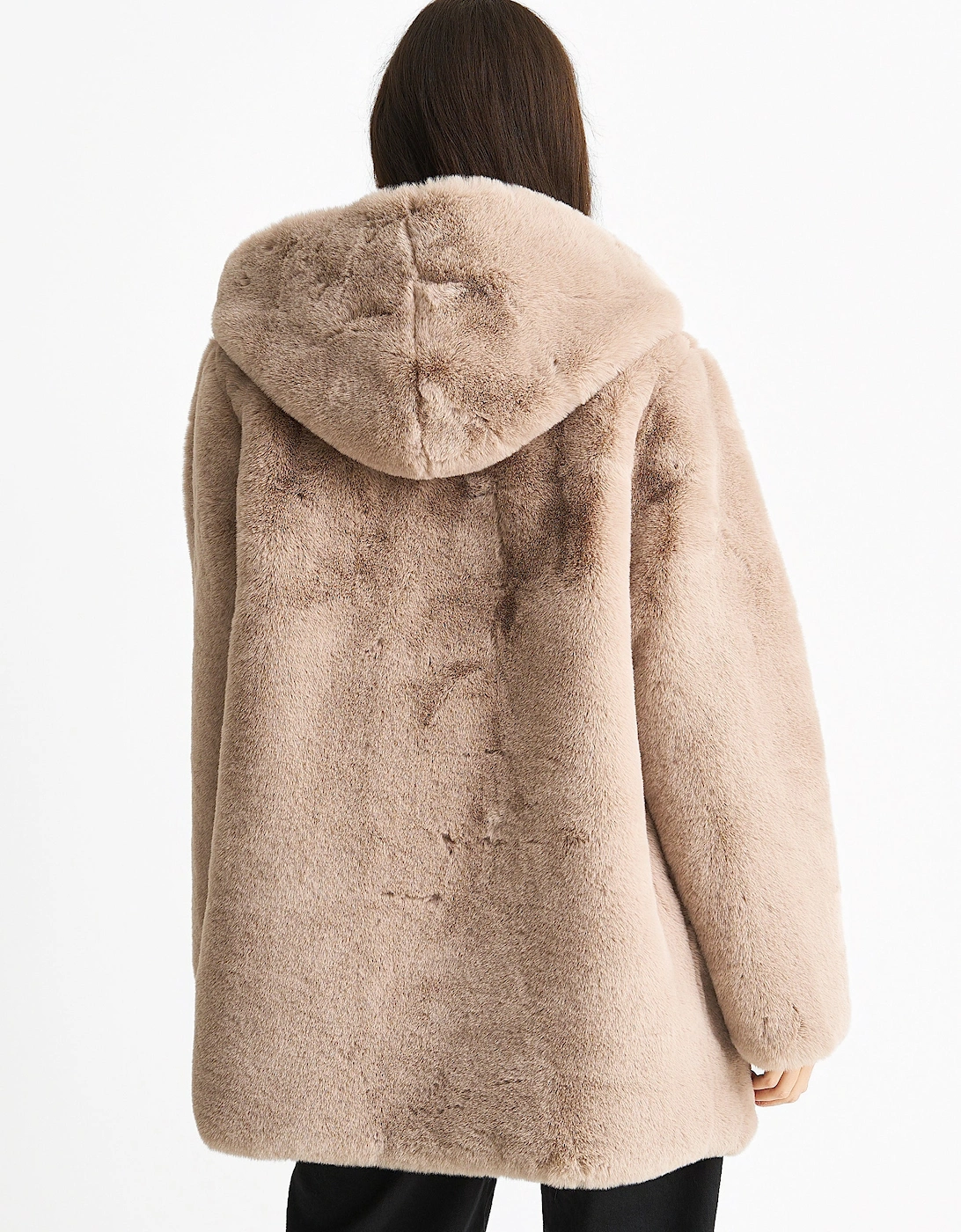 Mink Hooded Long Sleeve Faux Fur Jacket