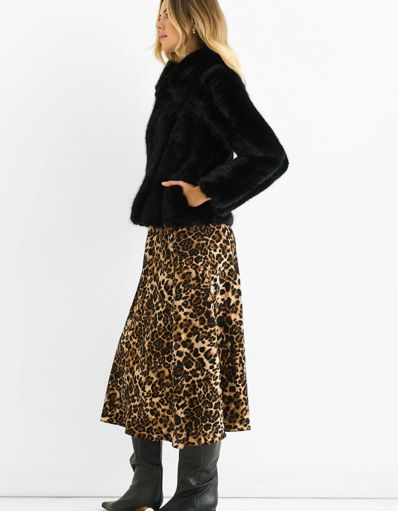 Black Zip Front Faux Fur Short Jacket