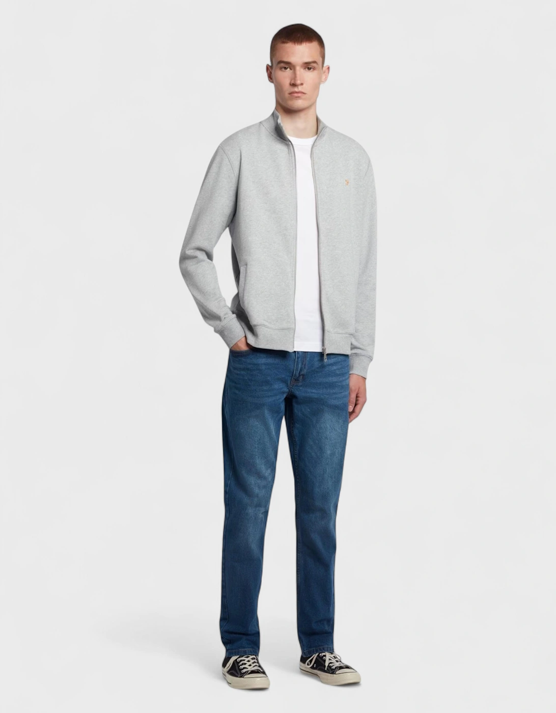 Vance Full Zip Sweater Light Marl Grey