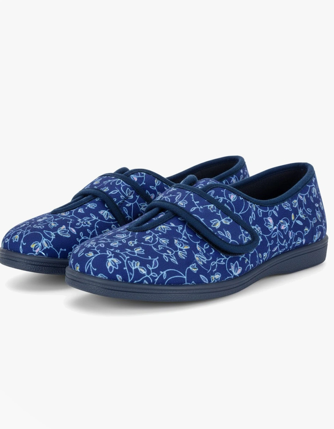 IVY Womens Full Slippers Navy Blue Floral