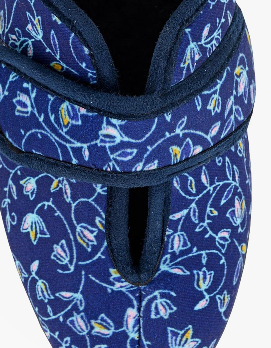IVY Womens Full Slippers Navy Blue Floral
