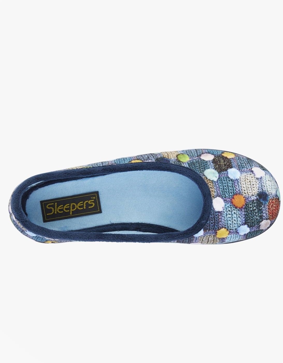 SAMIRA Womens Polka Dot Velour Lined Ballet Slippers Blue/Multi