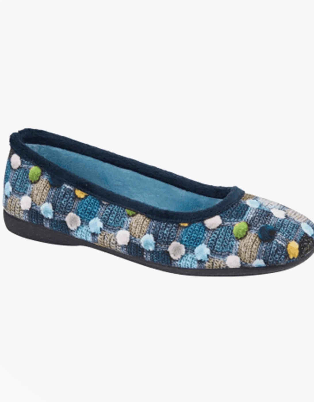 SAMIRA Womens Polka Dot Velour Lined Ballet Slippers Blue/Multi