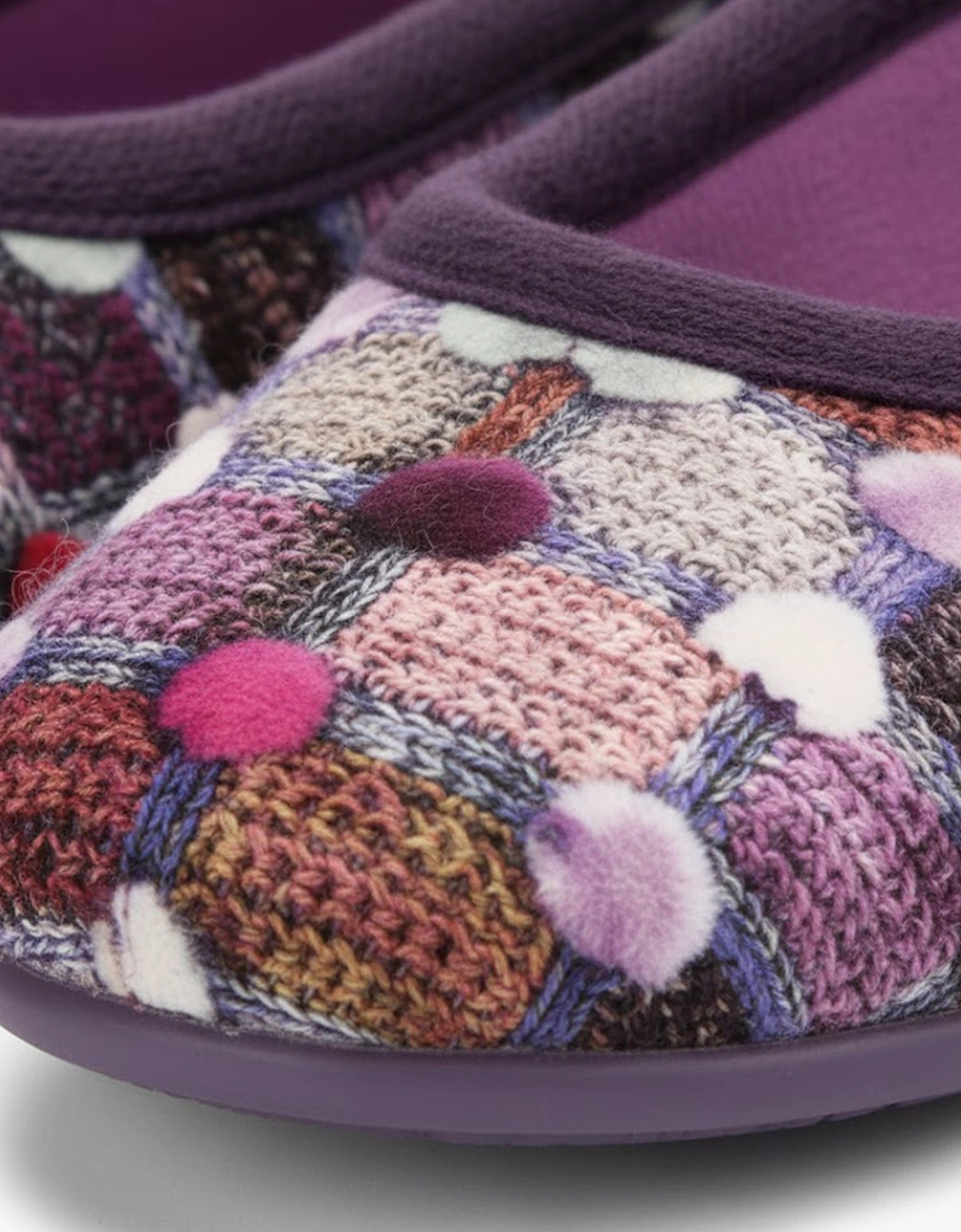 SAMIRA Womens Polka Dot Velour Lined Ballet Slippers Purple/Multi