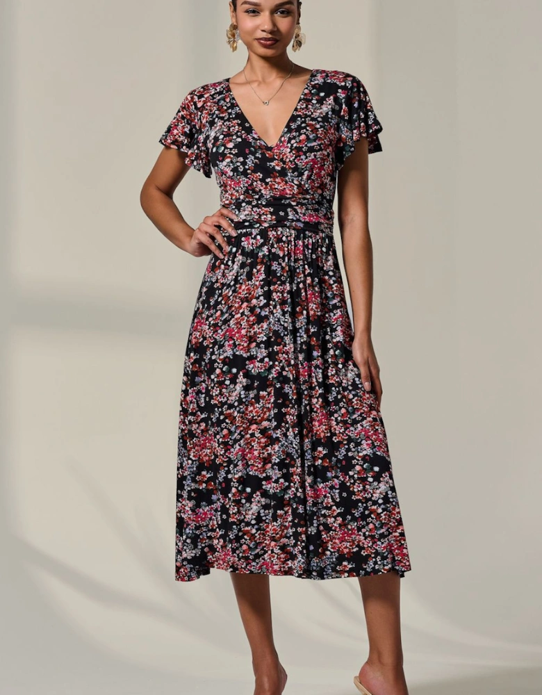 Mock Wrap Jesery Midi Dress