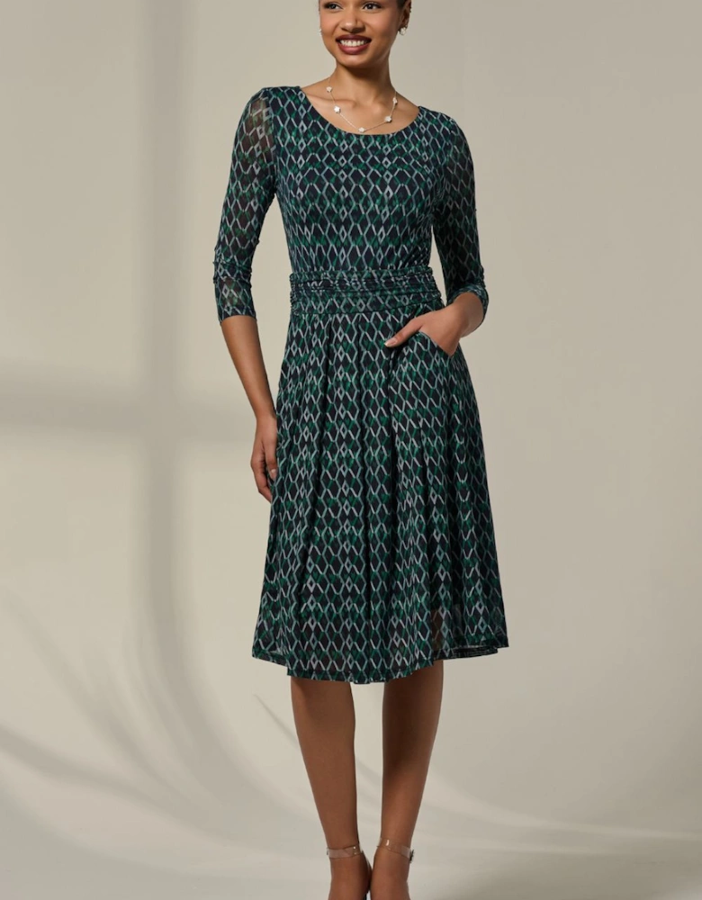 3/4 Sleeve Printed Mesh Dress