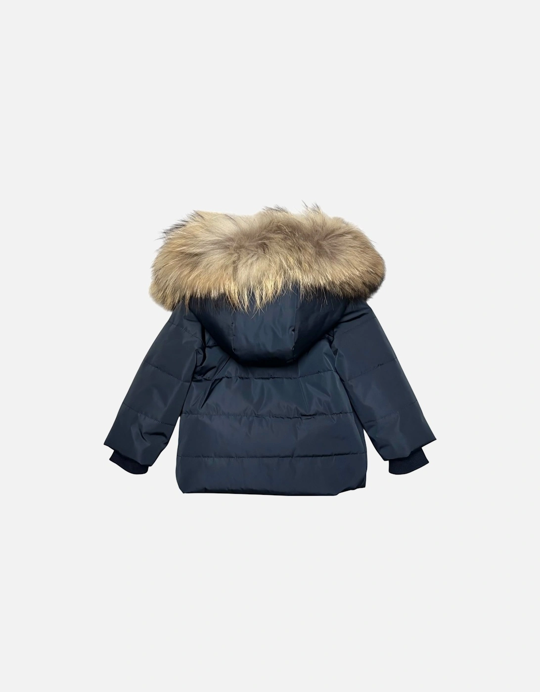 Boys Navy Fur Trimmed Coat