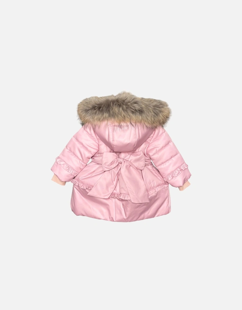 Girls Pink Fur Trimmed Coat