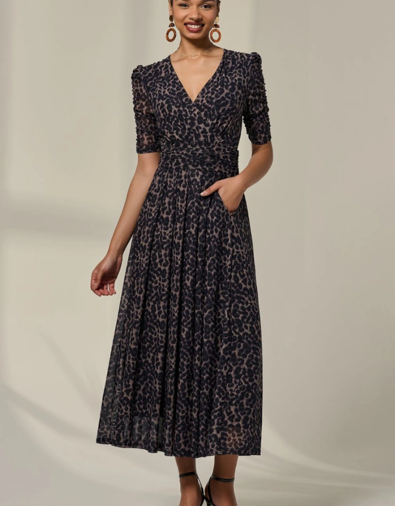 Ruched Sleeve Mesh Dress