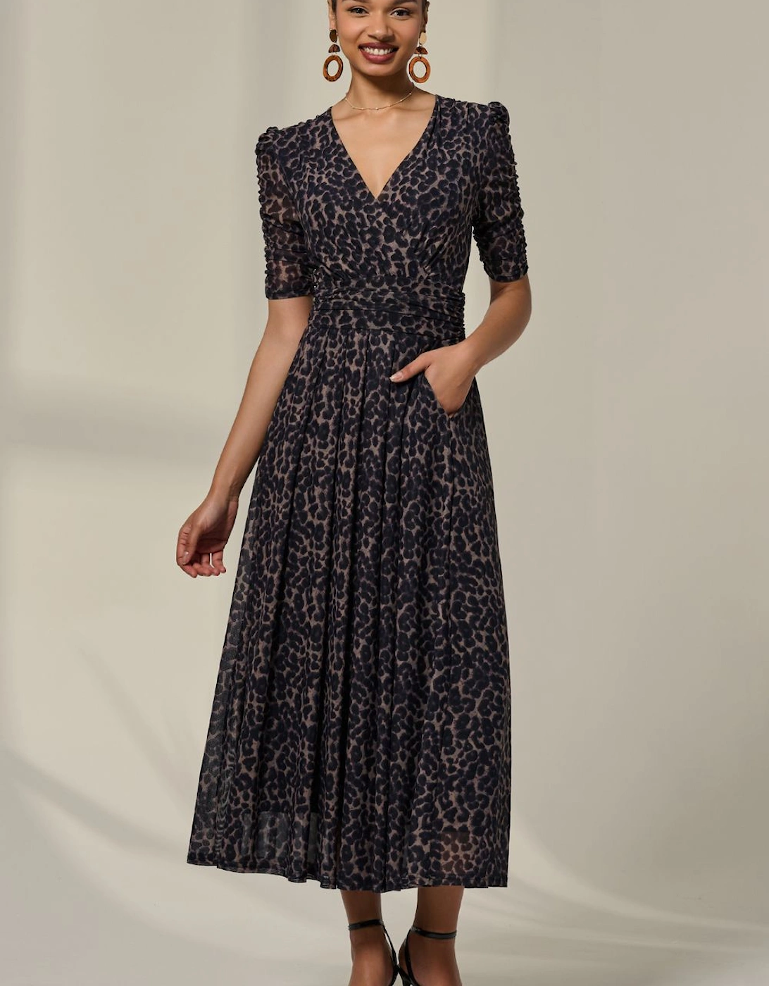 Ruched Sleeve Mesh Dress, 2 of 1