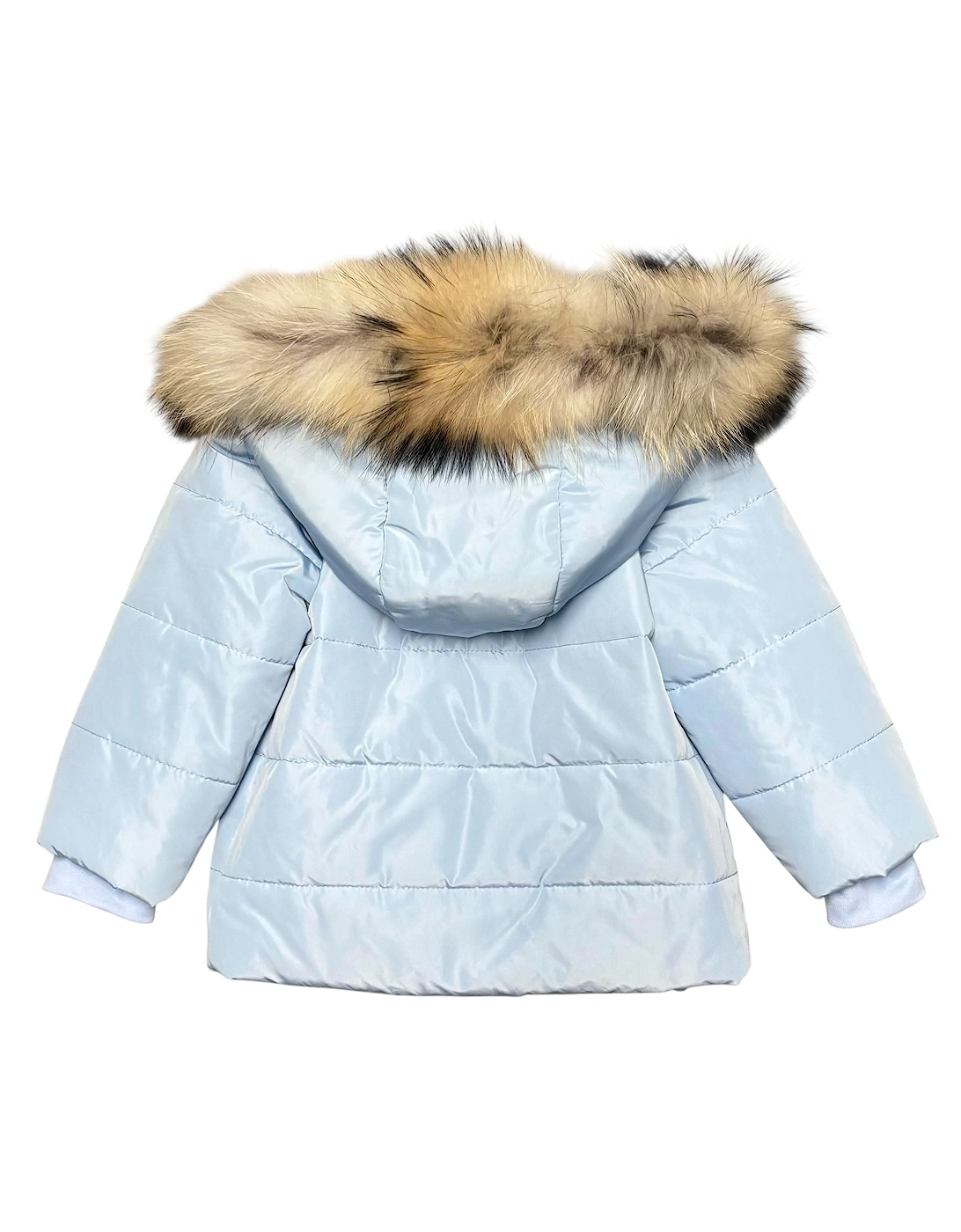 Boys Pale Blue Fur Trimmed Coat