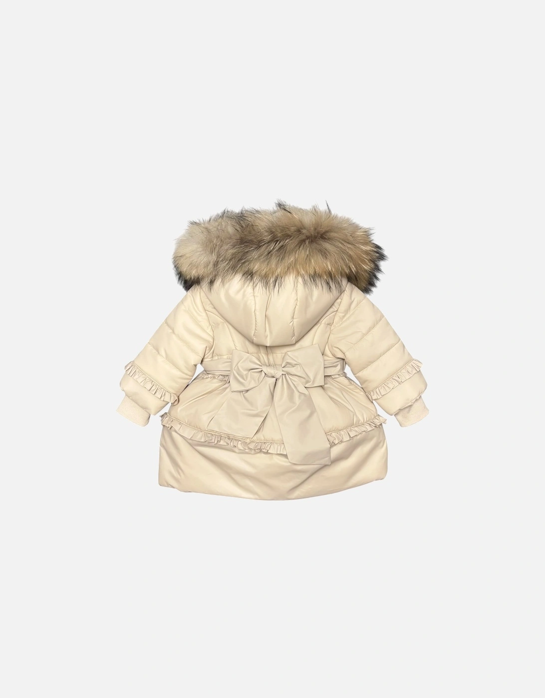 Girls Beige Fur Trimmed Coat