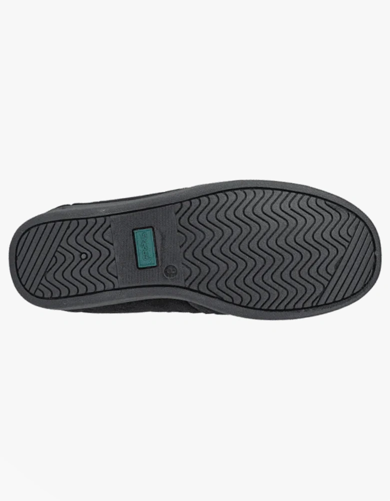 WILSON Mens Twin Gusset Slipper Black Plush Velour