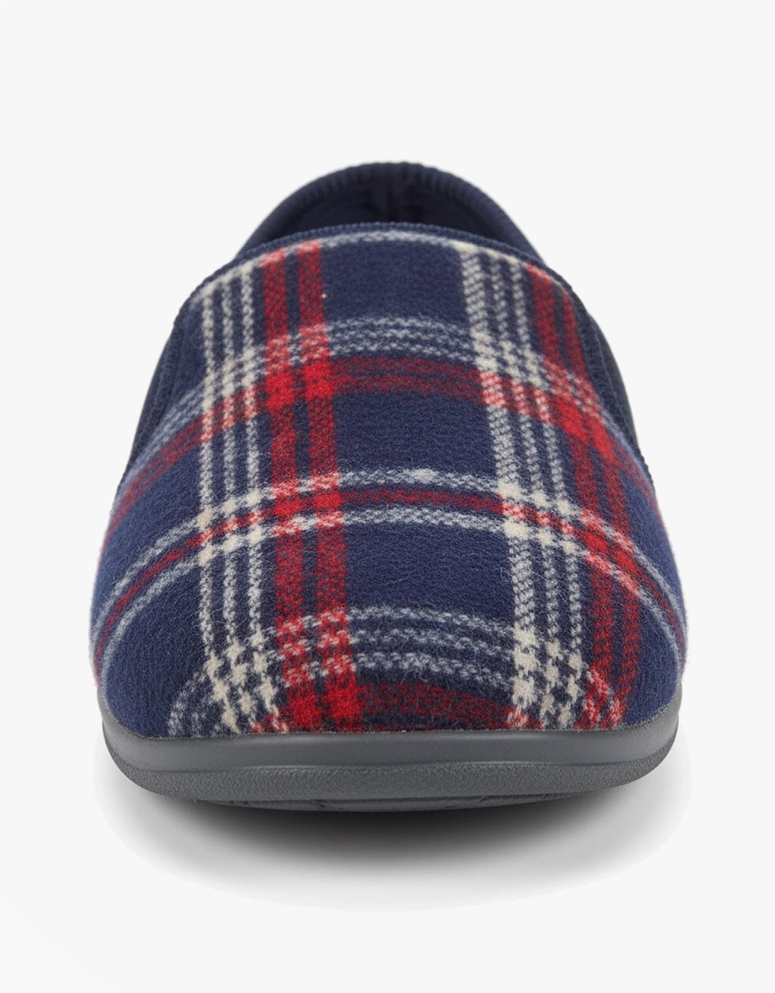 JIM Navy Check Velour Twin Gusset Slipper