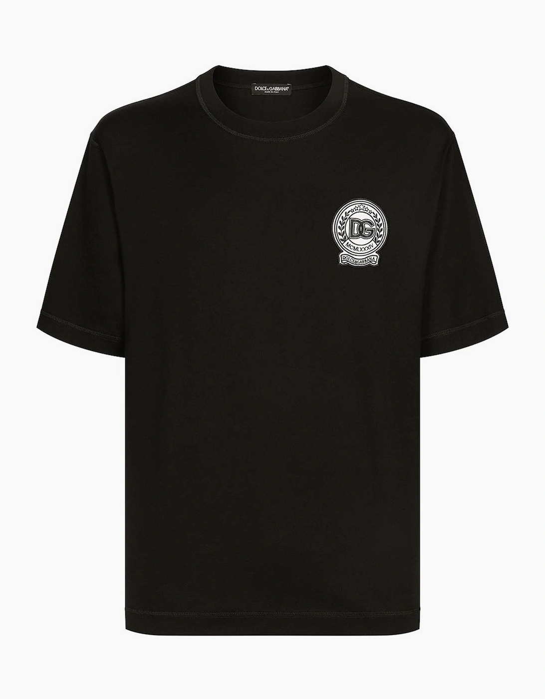 Dolce & Gabbana Men's Black Roman Numerals Crest Embroidered Logo T-Shirt In  42 Xl Size 52