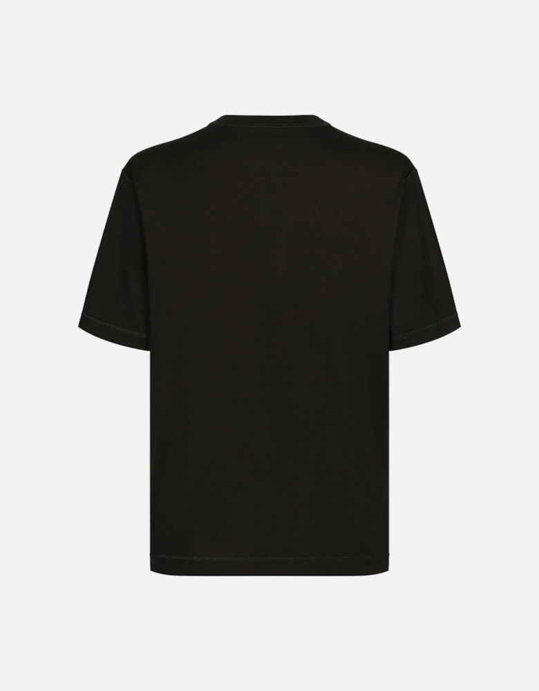 Roman Numerals Crest Embroidered Logo T-Shirt in Black