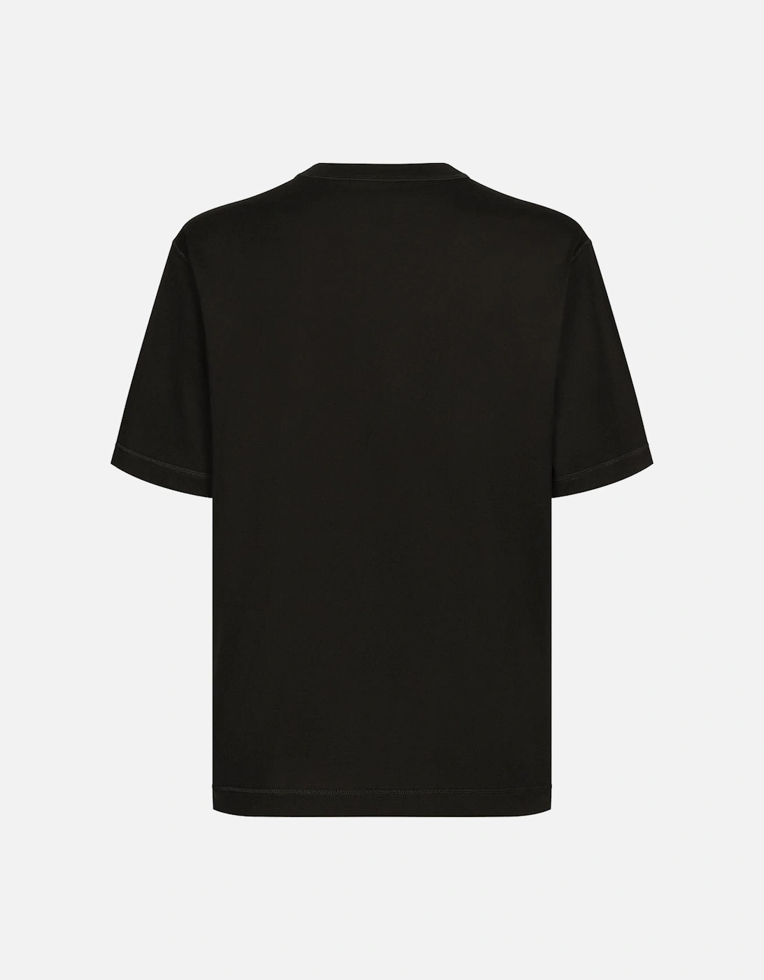 Roman Numerals Crest Embroidered Logo T-Shirt in Black