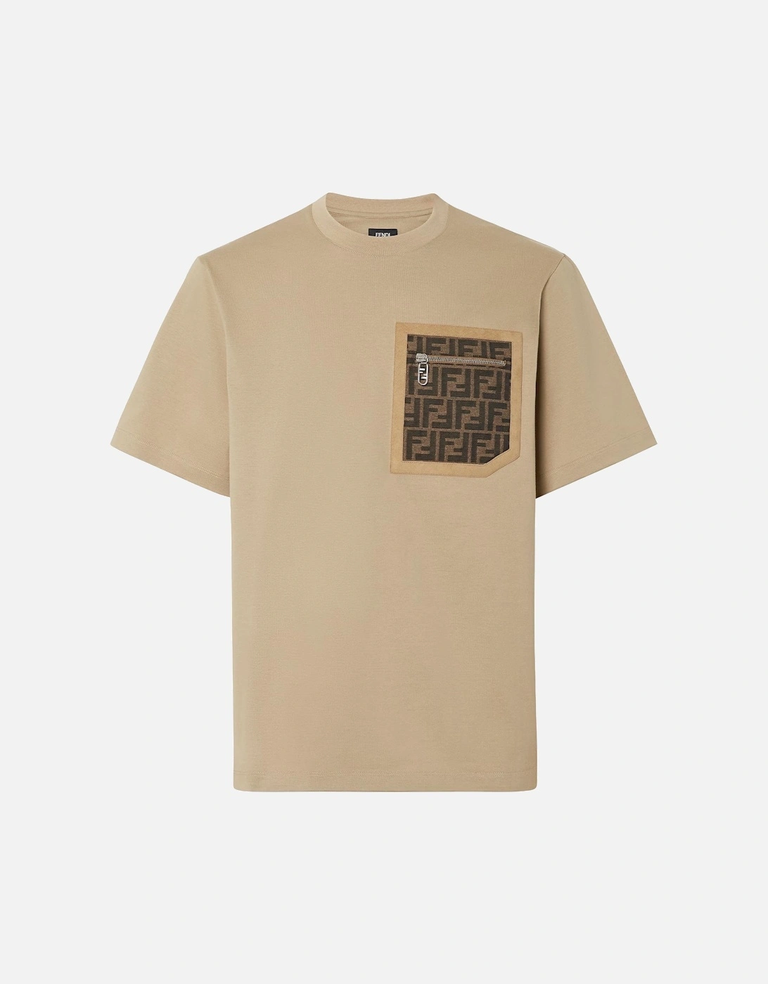 FF Monogram Pocket Oversized T-Shirt in Beige, 7 of 6