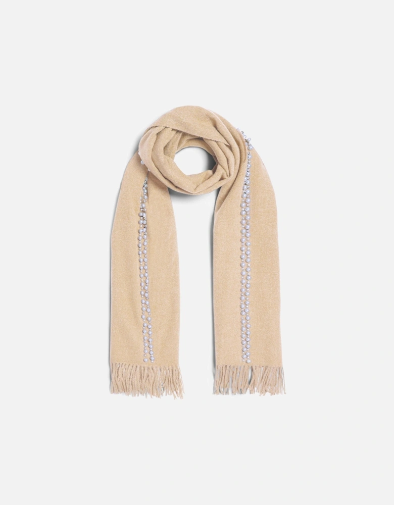 Cream Pearl Detail Scarf