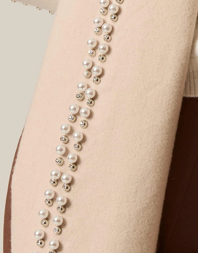 Cream Pearl Detail Scarf