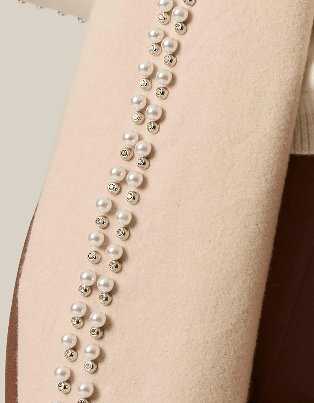 Cream Pearl Detail Scarf