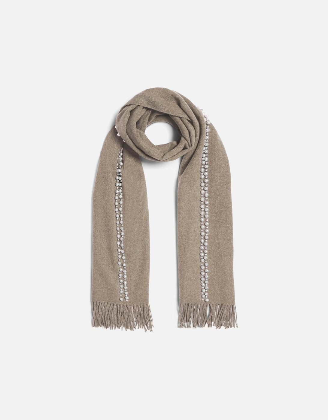 Pale Grey Pearl Detail Scarf