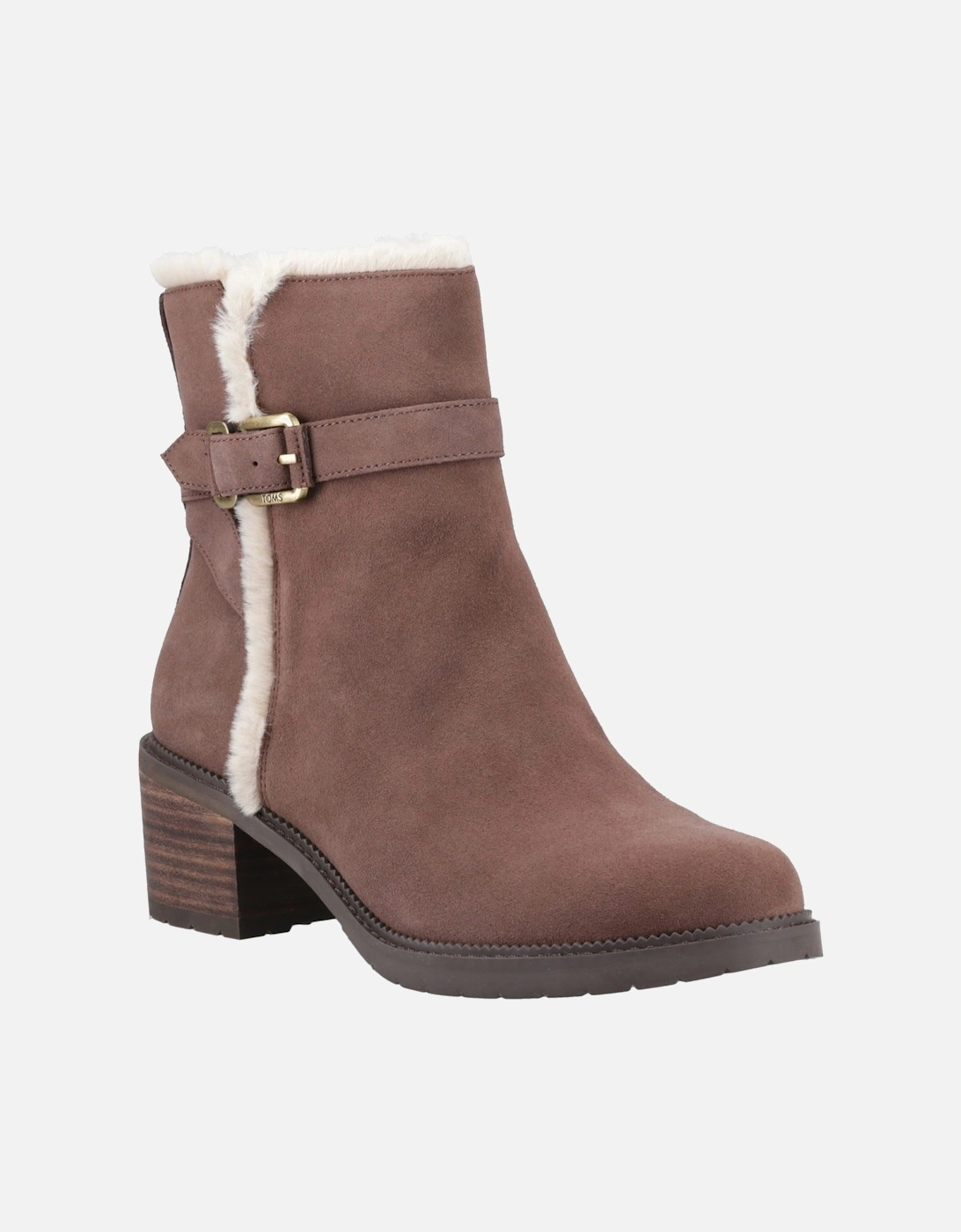 Hailey Buckle Leather Women's Oak Brown Heeled Ankle Boots, 6 of 5