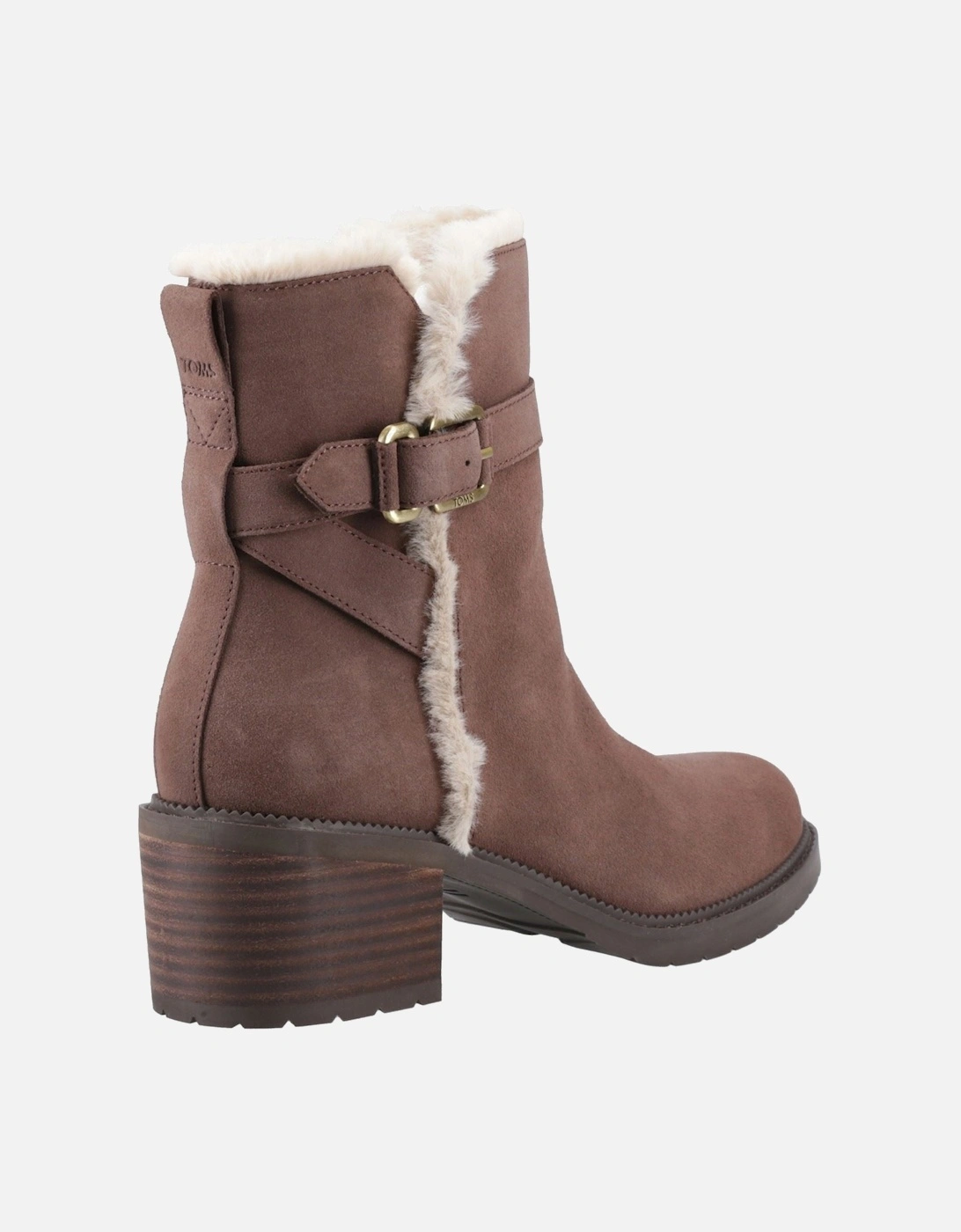 Hailey Buckle Leather Women's Oak Brown Heeled Ankle Boots