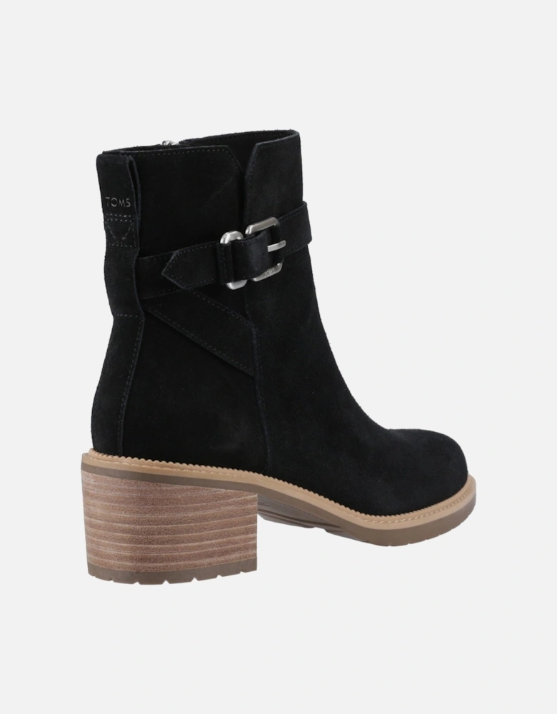 Hailey Buckle Leather Women's Black Heeled Ankle Boots