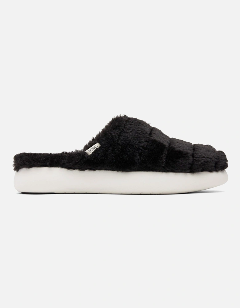Alpargata Mallow Polyester Faux Fux Women's Black Faux Fur Mules