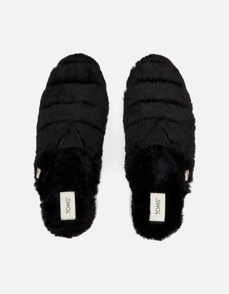 Alpargata Mallow Polyester Faux Fux Women's Black Faux Fur Mules