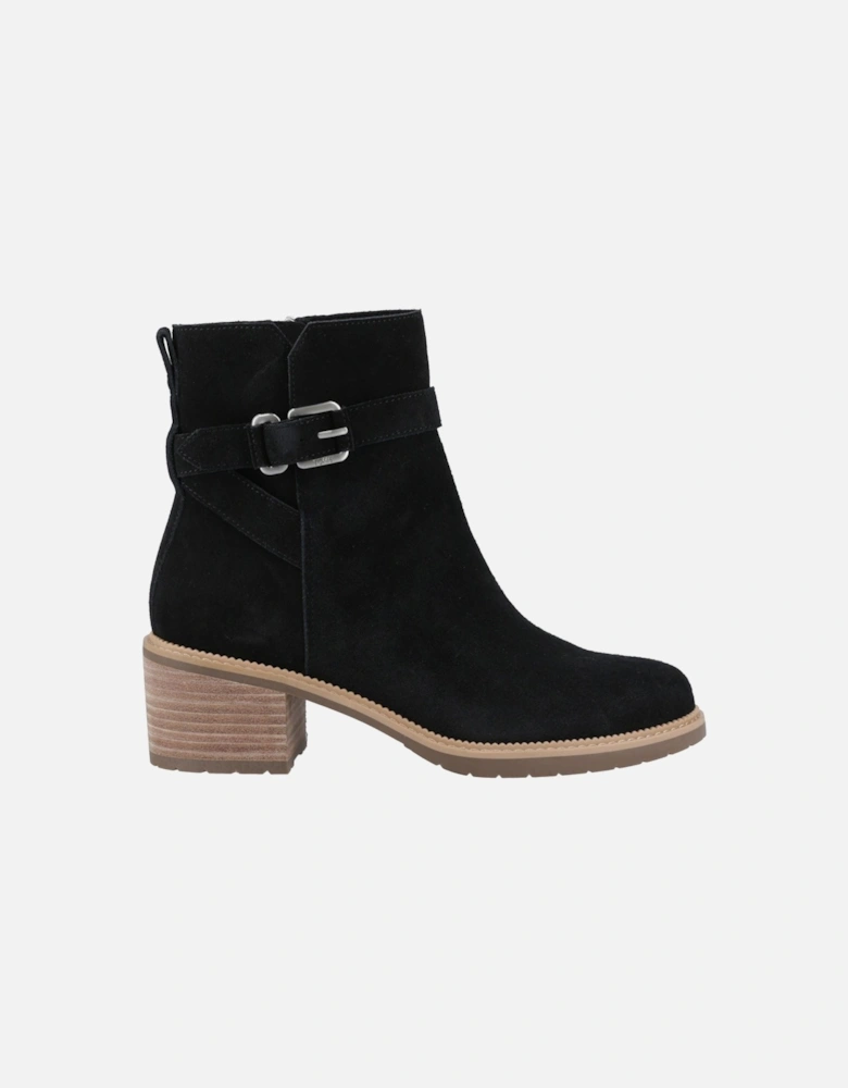 Hailey Buckle Leather Women's Black Heeled Ankle Boots
