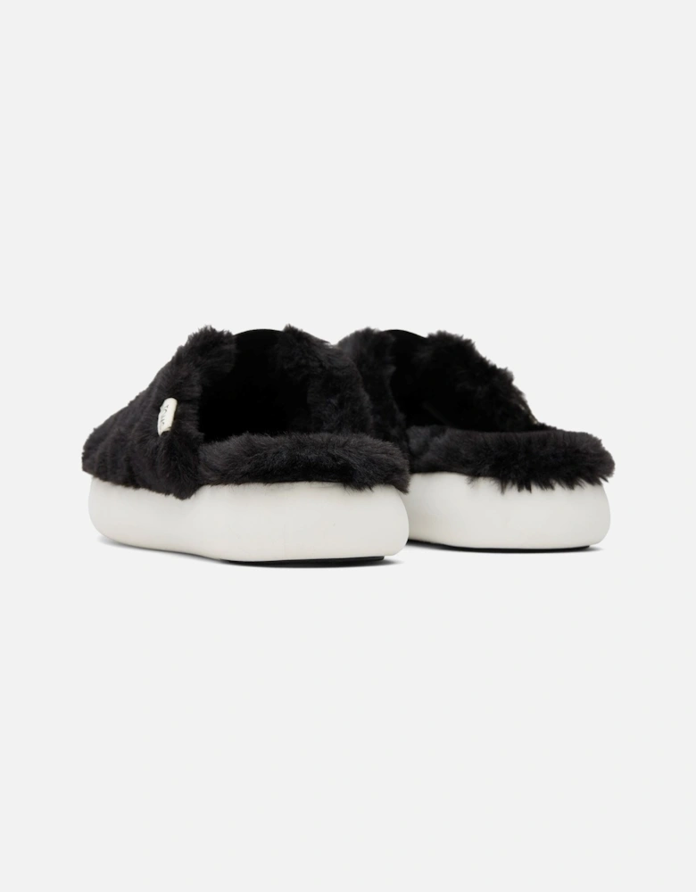 Alpargata Mallow Polyester Faux Fux Women's Black Faux Fur Mules