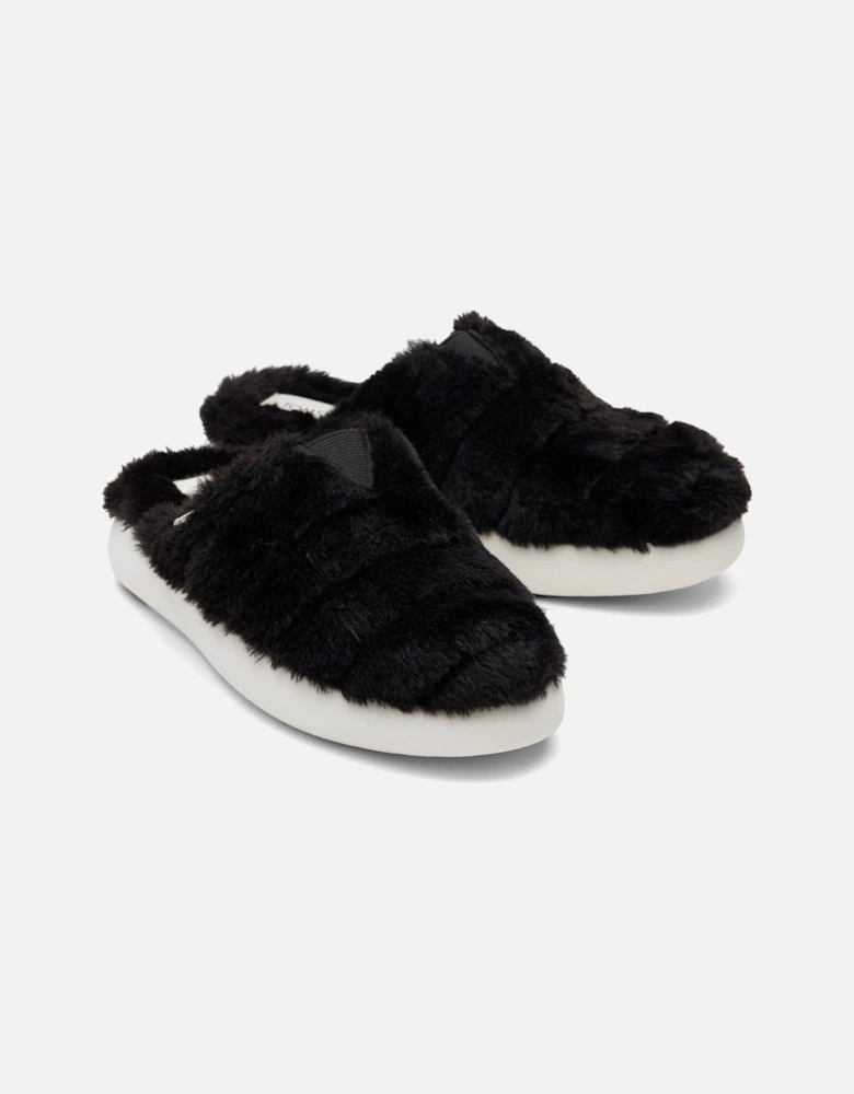 Alpargata Mallow Polyester Faux Fux Women's Black Faux Fur Mules