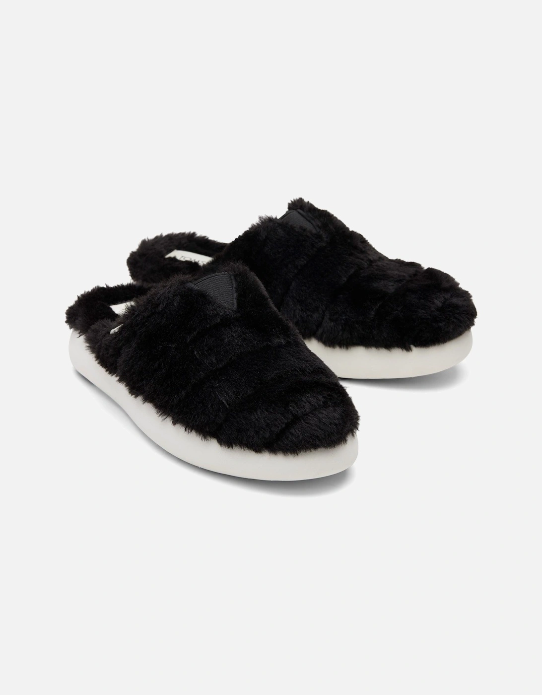 TOMS Women's TOMS Alpargata Mallow Polyester Faux Fux Women's Black Faux Fur Mules