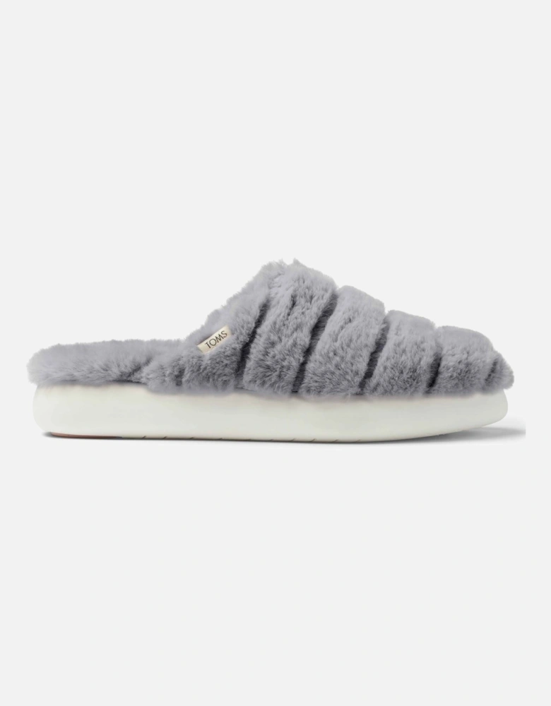 Alpargata Mallo Polyester Faux Fux Women's Mid Grey Faux Fur Mules