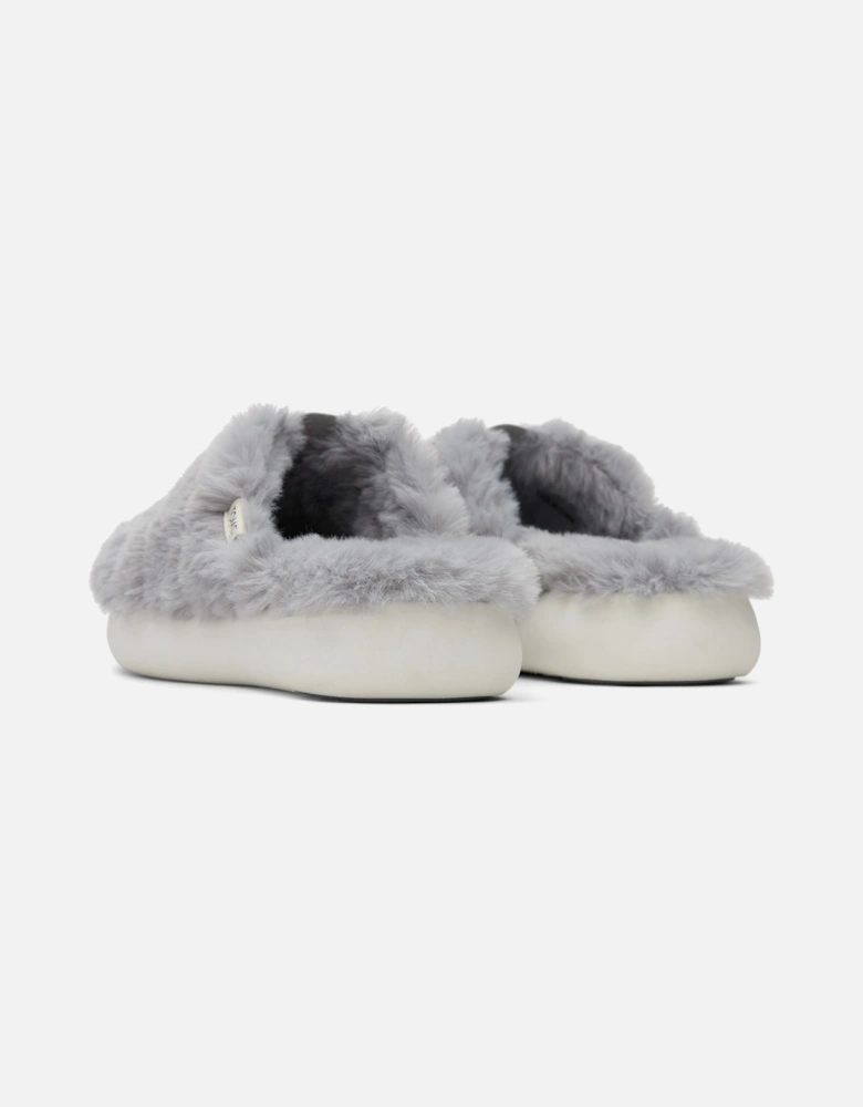 Alpargata Mallo Polyester Faux Fux Women's Mid Grey Faux Fur Mules
